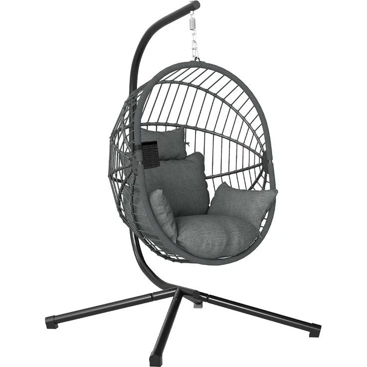 Outsunny Hängesessel, Stahl, Polyester, Grau, 120L x 106B x 188H cm
