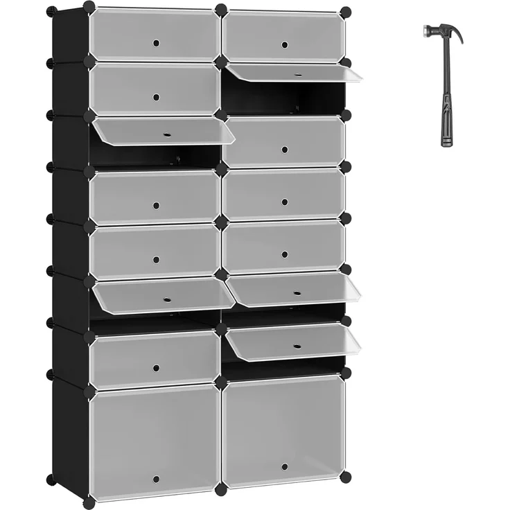 Woltu Schuhschrank (1-St) mit Tür, DIY Schuhschrank, 16 Fächer, Kunststoff – Bild 1