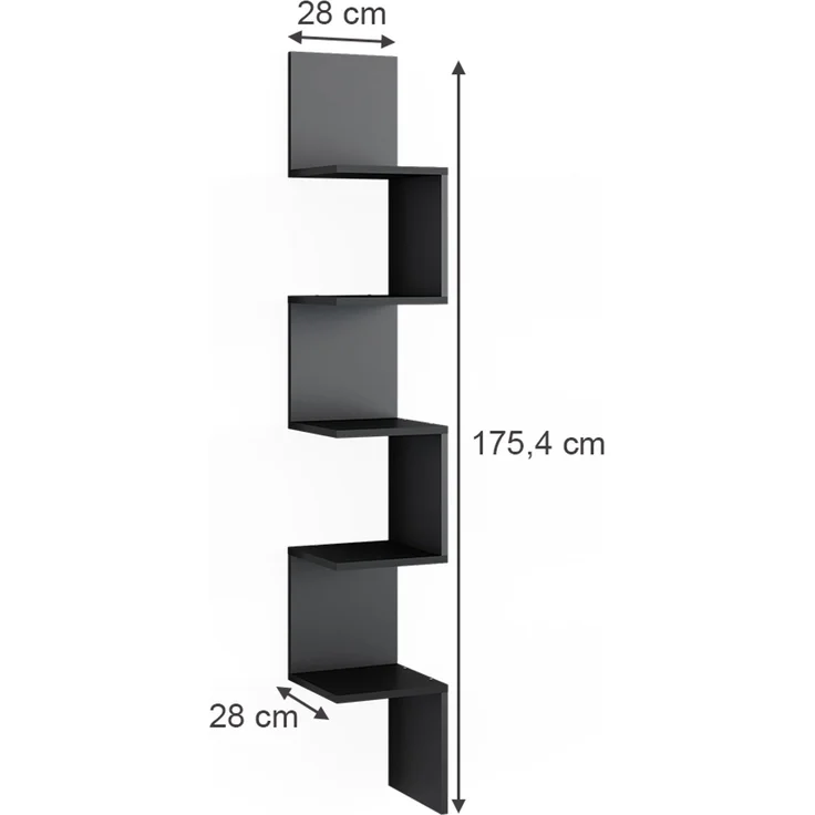 Eckregal Paolo Schwarz 28 x 175.4 cm 2er Set Vicco – Bild 3