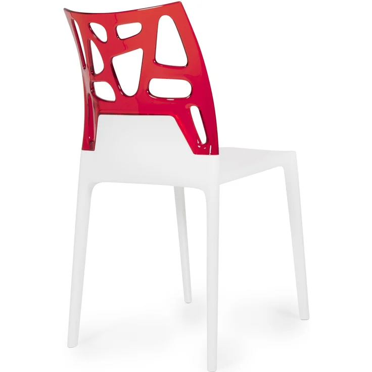 Papatya Ego-Rock Stuhl weißer Stuhlsitz, Oberteil transparent rot – Bild 10