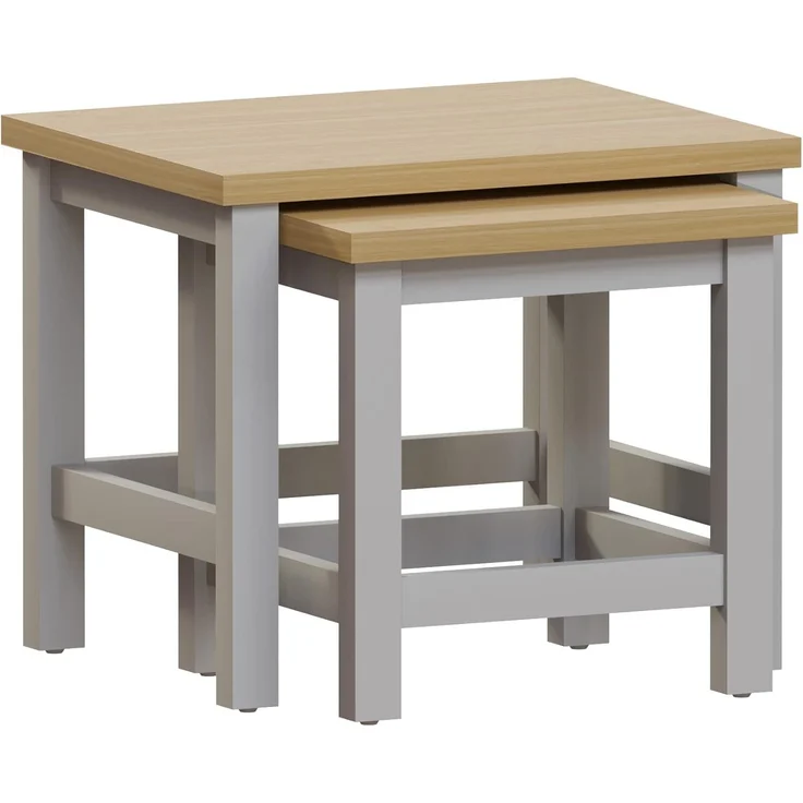 Vida Designs Arlington Beistelltisch-Set, Tisch aus Furnierholz, quadratisch, Grau & Eiche, H 40 x B 36 x T 39 cm