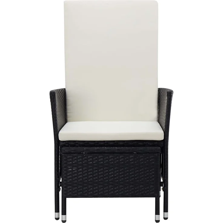 Garten-Liegestuhl, Sonnenliege, Liegestuhl mit Auflagen Poly Rattan Schwarz – Bild 3