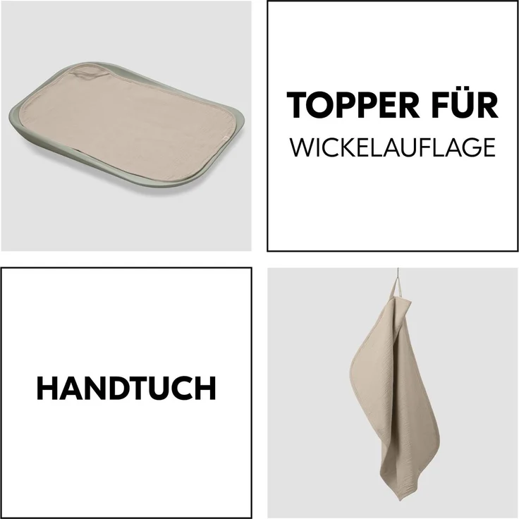 Hauck Topper und Handtuch für Wickelauflage, Atmungsaktives Musselin und Frottee Stoff, Waschbar bei 60° C, für Junge und Mädchen, geeignet für hauck Change N Clean Baby Wickelunterlauge (Beige) – Bild 3