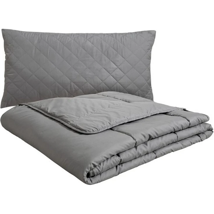 OTTO home Microfaserbettdecke + Microfaserkissen Clarra Spar Set, Decke + Kissen 135x200, 155x200 cm & weitere Größen, Set mit Kissen 40x80 cm, 80x80 cm, Sommer, Herbst, Winter in grau – Bild 4