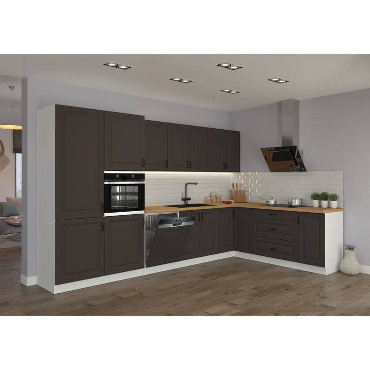 Landhaus Küche Stilo Grau 350x210cm Küchenzeile Einbauküche Eckküche Winkelküche – Bild 10