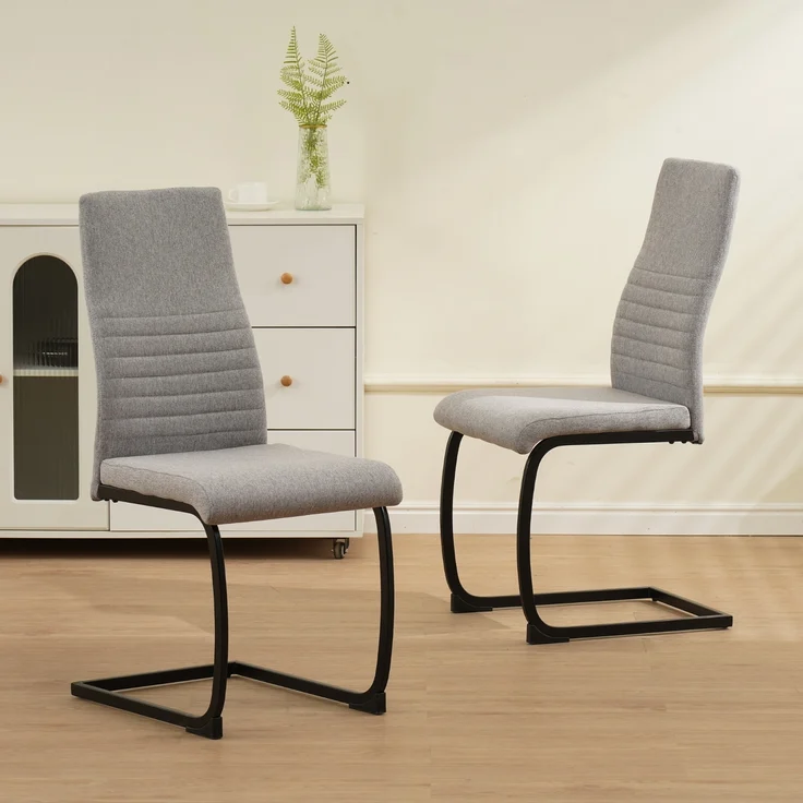 ALBATROS Freischwinger Stuhl TURANO 4er Set, Grau - Esszimmerstuhl Schwingstuhl mit Modernem Design, Stoff-Bezug, Dicke Polsterung - Küchenstuhl, Polster-Stuhl Esszimmer, Esstisch Stuhl – Bild 2