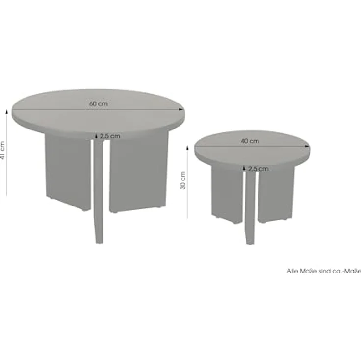 byLIVING Couchtisch Round (Set), aus 2,5cm starkem Massivholz schwarz, einzeln oder im Set stellbar – Bild 4