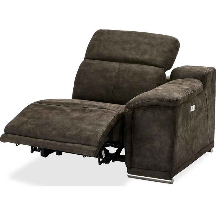 Ibbe Design Modul Sofa Braun Stoff 1 Sitzer mit Armlehne Rechts Elektrisch Verstellbar Relaxfunktion mit mit verstellbare Kopfstütze Alexa, 105 x 102 x 73 cm – Bild 4