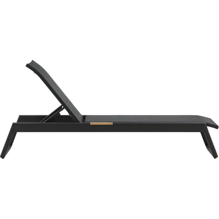 Gardenson Sonnenliege, Metall, Schwarz, 60x35x200 cm, verstellbare Rückenlehne, Gartenmöbel