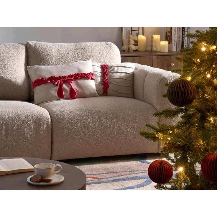 Dekokissen 2er Set BELLE Samtstoff 50 x 30 cm Taupe Weihnachtsmotiv – Bild 3