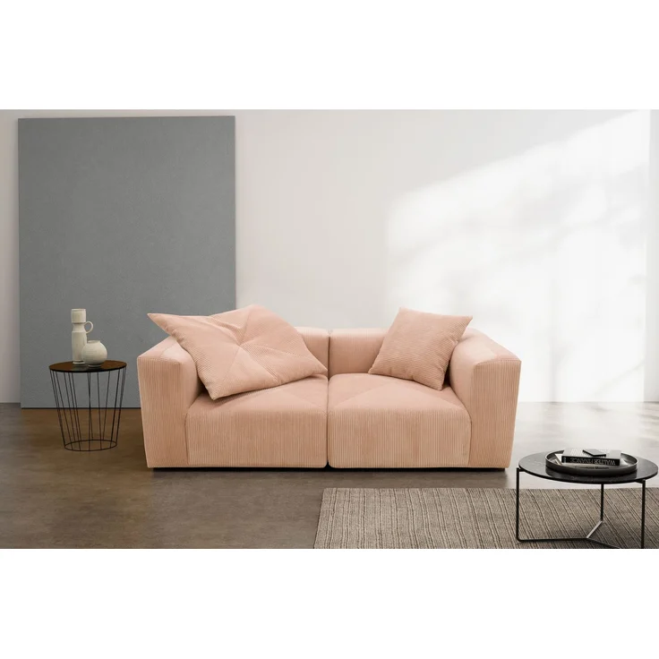 DOMO. collection Sofa 800011, 2 Sitzer, Rechteckig, individuell kombinierbar, Cord 2er Couch, modular, Polstergarnitur, 216 x 108 x 69 (BxTxH), rose – Bild 11