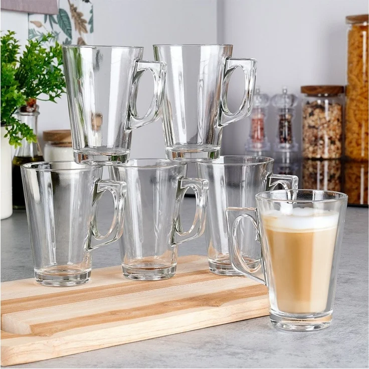 Vilde Latte-Macchiato-Glas mit Henkel aus dickem Glas transparent, 6-tlg, Glas, spülmaschinengeeignet, robust, langlebig – Bild 2