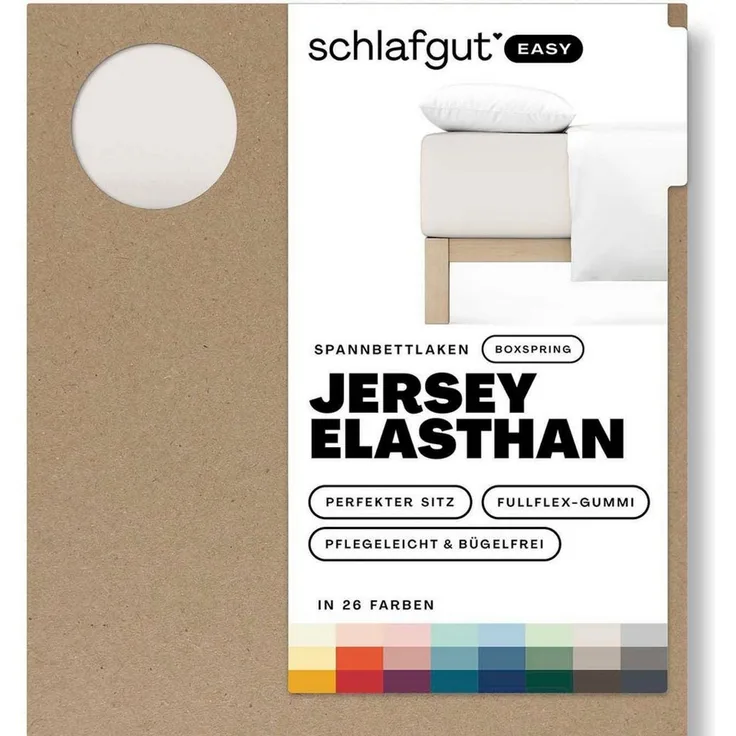Schlafgut Spannbettlaken EASY Jersey Elasthan Boxspring, Jersey, Gummizug: rundum, (1 Stück), MADE IN GREEN by OEKO-TEX®