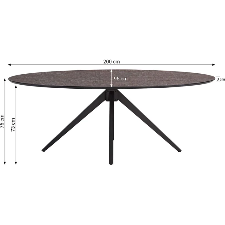 Esstisch mit 4 Stühlen Set Essgruppe Polsterstühle Drehbar Bouclé Leder Braun Esszimmertisch Oval Metall Schwarz – Bild 4