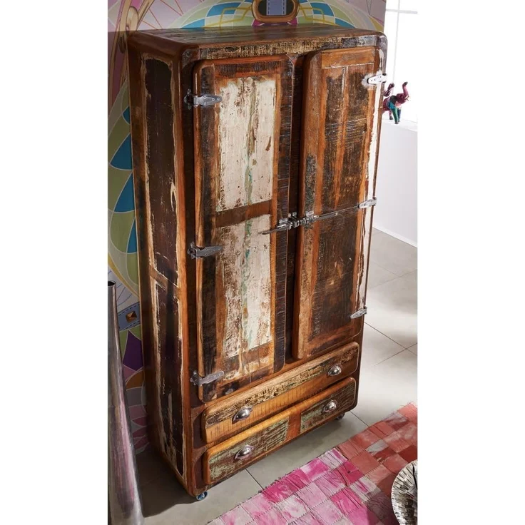 Schrank Altholz 90x38x185 mehrfarbig lackiert FREEZY #39 – Bild 4