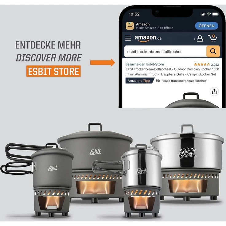 ESBIT Trockenbrennstoff-Kochset Topf Aluminium 1 l Aluminium Aluminium Aluminium – Bild 9