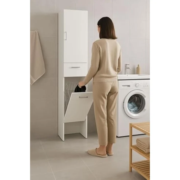 Dmora - Kommode Mirco, moderner Multifunktionseingang, Mehrzweckschrank für die Eingangshalle, 100 % Made in Italy, 120 x 45 x 46 cm, glänzendes Weiß und Schiefer, – Bild 2