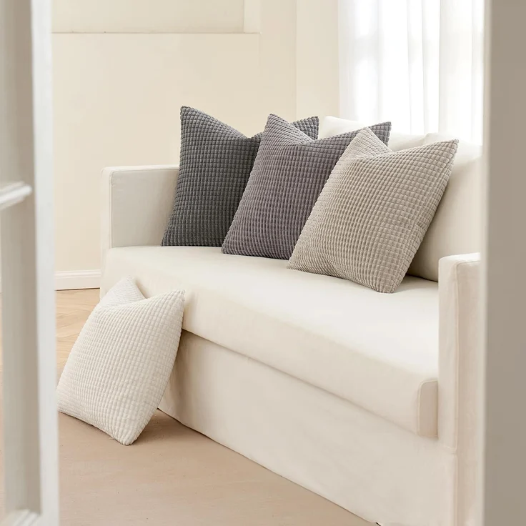 MIULEE 4er Set Kissenbezug 40x40cm Graue Serie Kordsamt Sofa Couch Büro – Bild 7