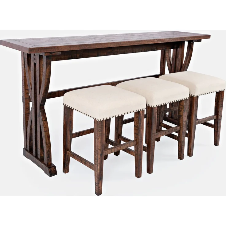 Livin Hill Avola AV1931-74 Stehtisch mit Hockern, Akazienholz, Furnier, Stoff, 91,5 x 46 x 188 cm – Bild 1