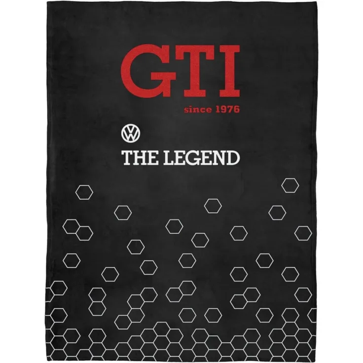 BRISA VW Collection - Weiche Volkswagen Kuschel-Fleece-Schmuse-Decke im VW Golf GTI Design (150x200 cm/GTI The Legend/Schwarz)