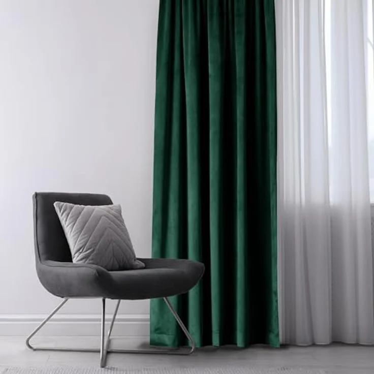 Restilo Gardine Gardine Multifunktionsband Kräuselband Vorhang Verdunkelnd Samt Textil (1 St), Kräuselband, verdunkelnd, Samt Textilien, mit Raffhalter – Bild 9