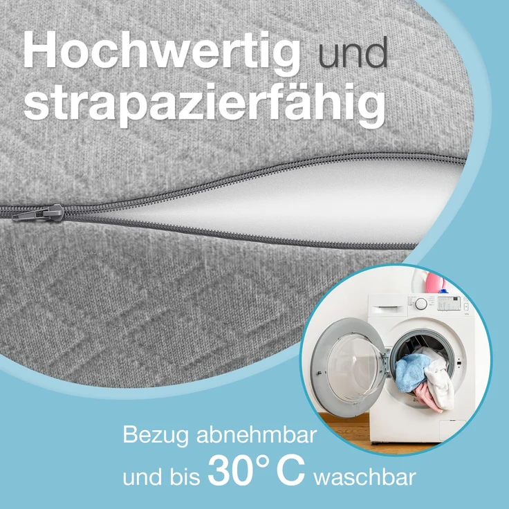 Bestschlaf Lagerungskissen für Beine, Erwachsene, 100% Visko-Mineralschaum, waschbarer hochwertiger Jacquard-Bezug – Bild 5