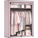 Songmics Stoffschrank mit 2 Kleiderstangen, faltbar, 140 x 43 x 174 cm, Lavendellila