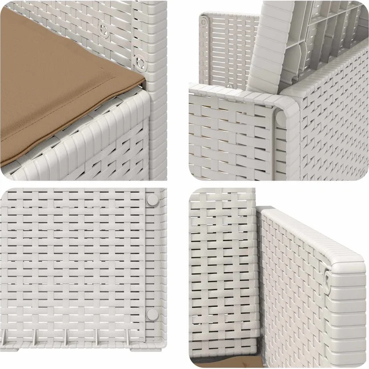 vidaXL Garten Esszimmerstühle 2 stk. Weiß und Taupe PP 899999 – Bild 8
