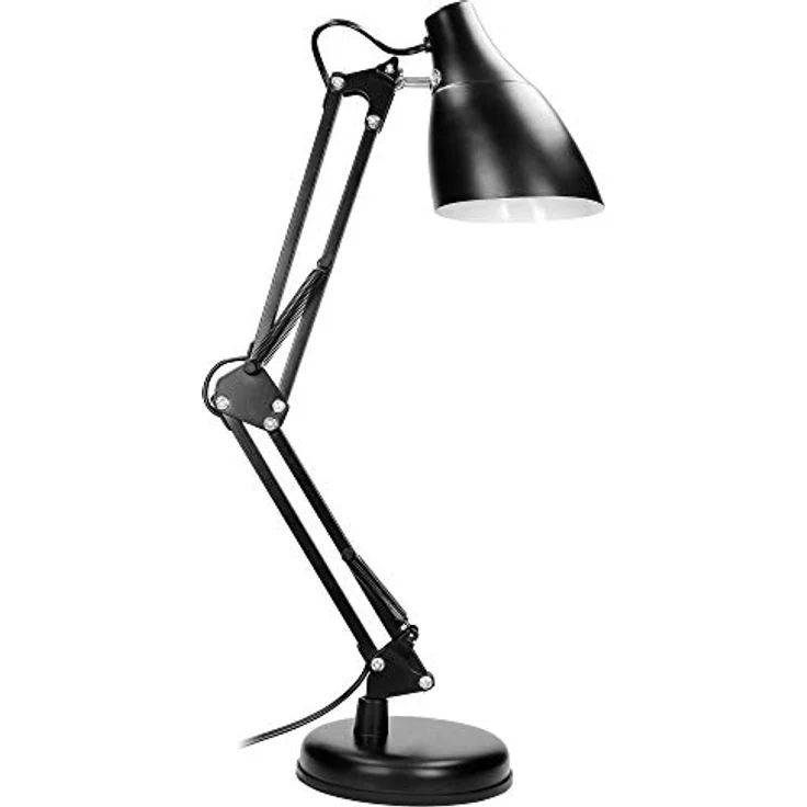 Virone DIAN Schreibtischlampe E27, flexible Tischleuchte mit stabilem Metallrahmen und 110 cm Kabel, schwarz – Bild 3