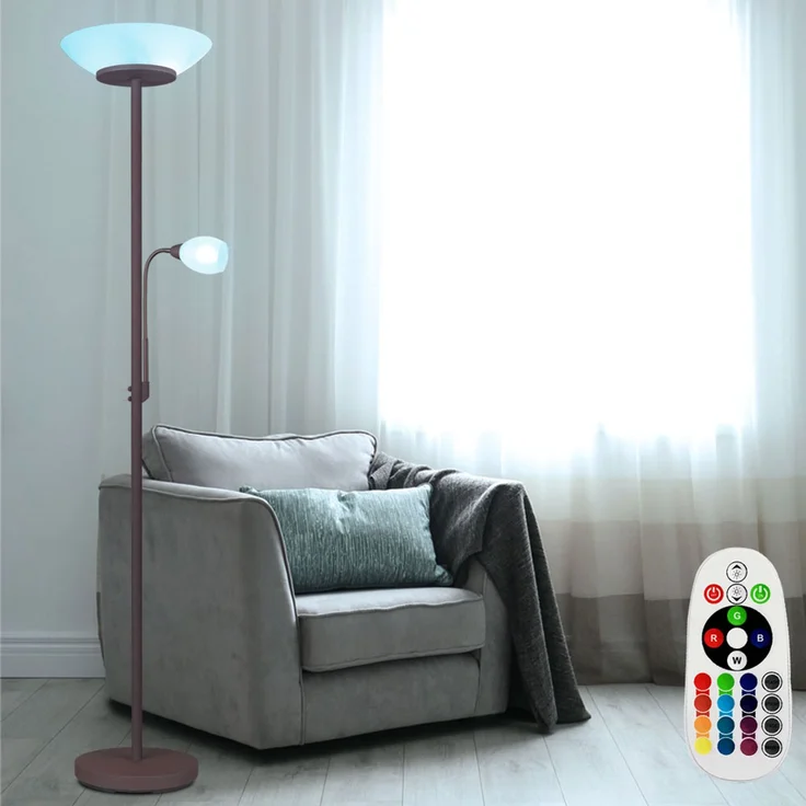 RGB LED Stehleuchte, Glas, weiß, Flexoarm, rost, H 180 cm, GERRY – Bild 3