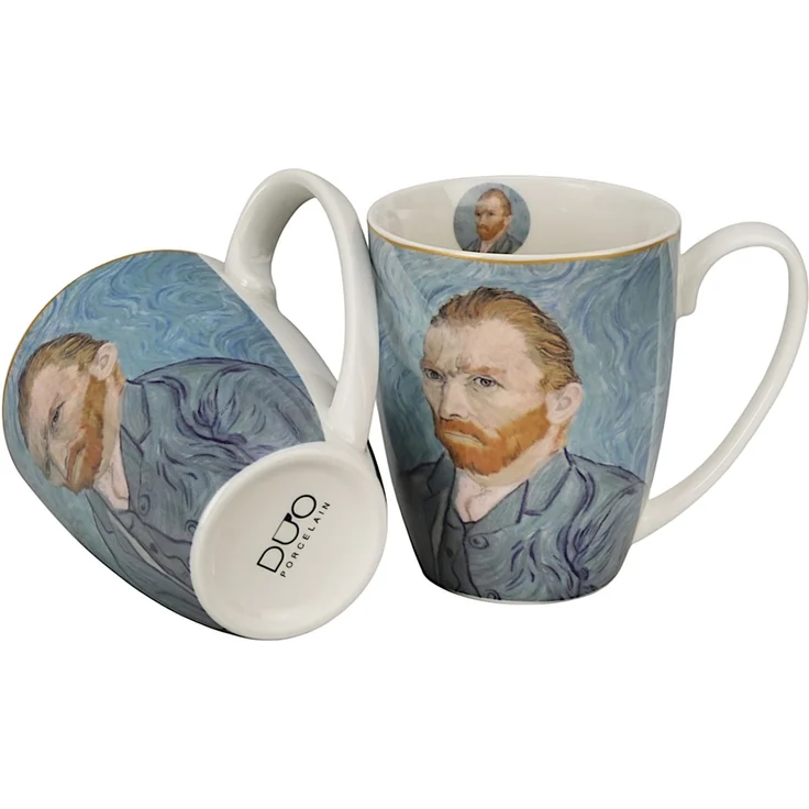 DUO ART GALLERY 2er-Set klassischer Becher 360 ml PORTRAIT OF Van Gogh, New Bone China Porzellan – Bild 2