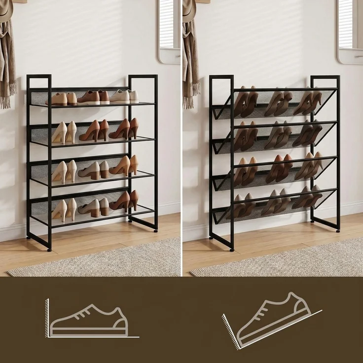HOMCOM Schuhregal, Stahl, Schwarz, 72L x 30B x 82,7H cm – Bild 7