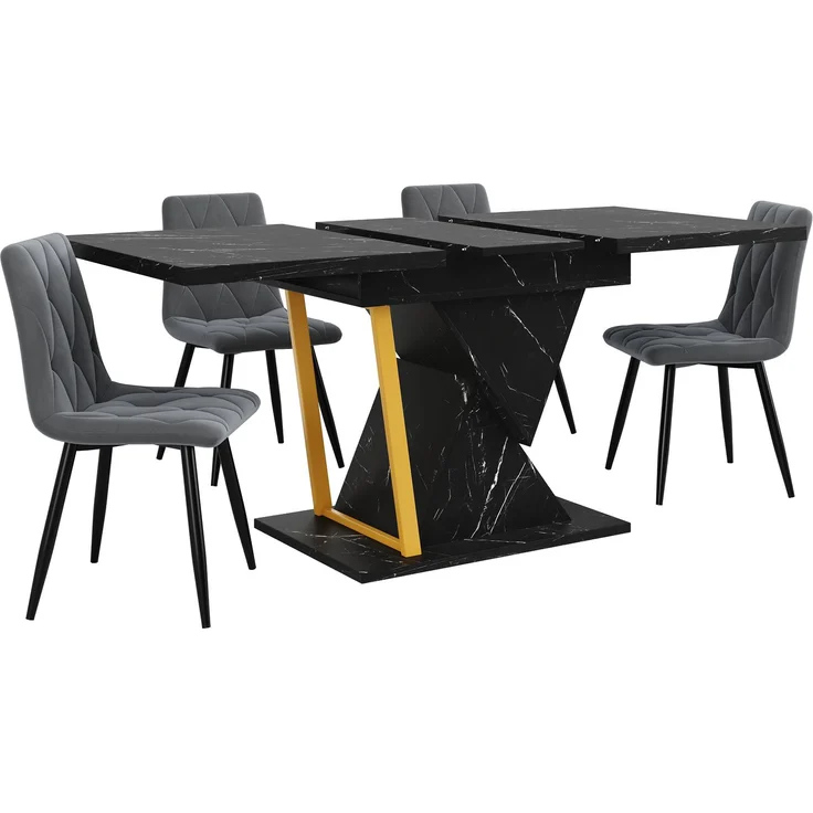 Ausziehbarer Esstisch - Holztisch in schwarz, 110(140) x 80 x 76 cm - Für Küche & Esszimmer - 6 Personen Tisch mit ausziehbarer Platt – Bild 6