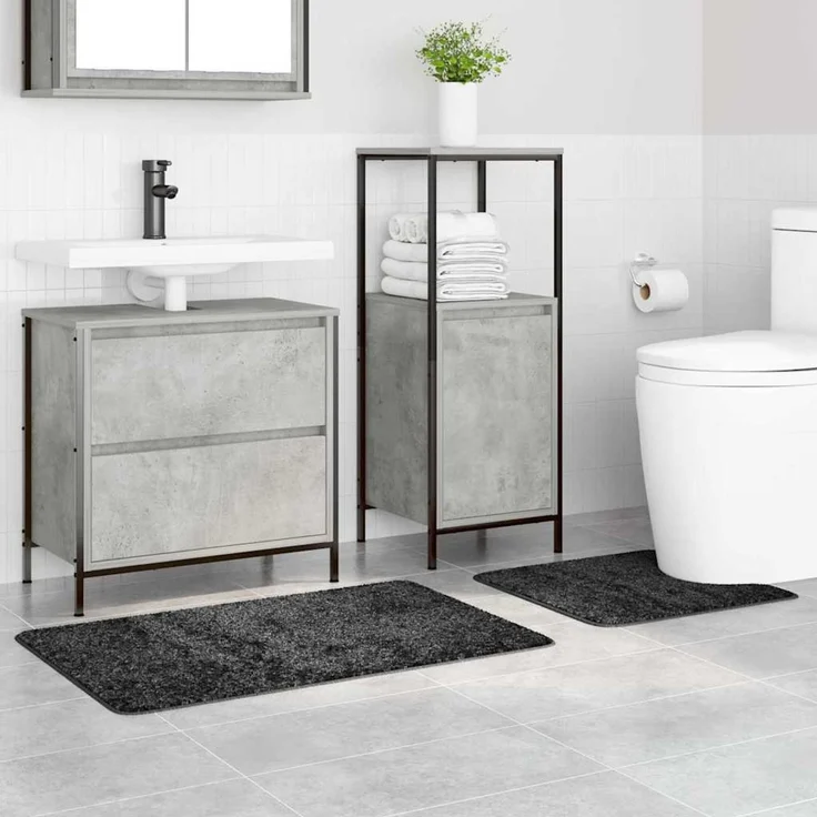 vidaXL Anti-Rutsch Badematten-Set 2 pcs Dunkelgrau PP 4019854 – Bild 2