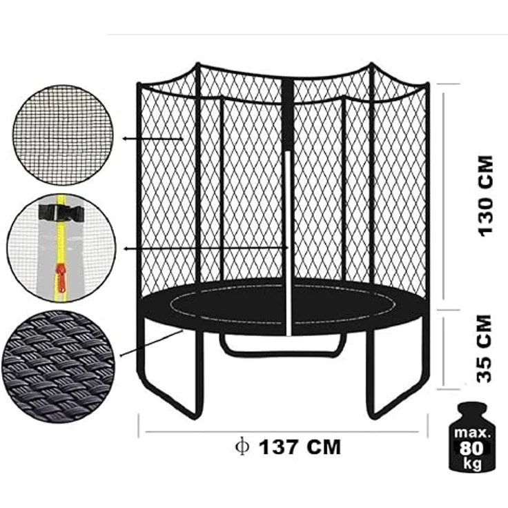 SixBros. SixJump 1,40 M Gartentrampolin Grün mit Sicherheitsnetz, robustem Stahlrahmen und hoher Traglast bis 80 kg – Bild 6