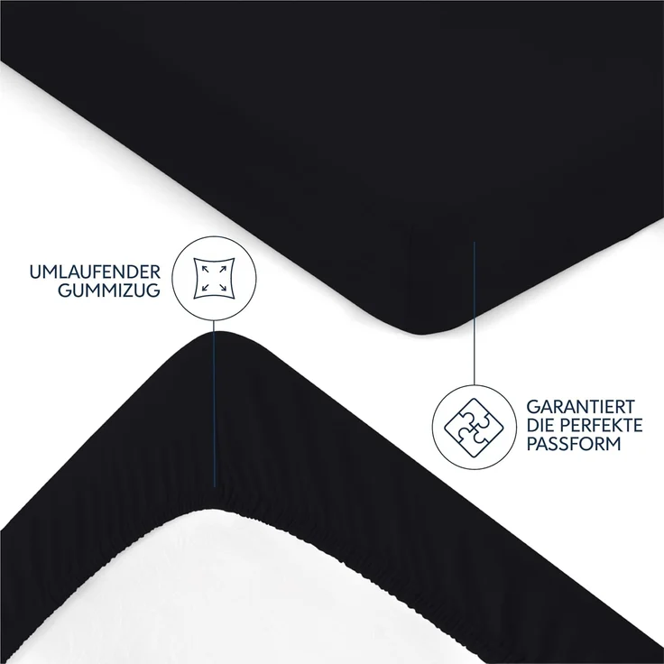 Dreamzie Premium Spannbettlaken 80x160 cm, Spannbetttuch für Dicke Matratzen bis zu 12 cm, Bettlaken 100% Jersey Baumwolle, 150 g/m², Oeko-TEX Zertifiziert - Schwarz – Bild 4