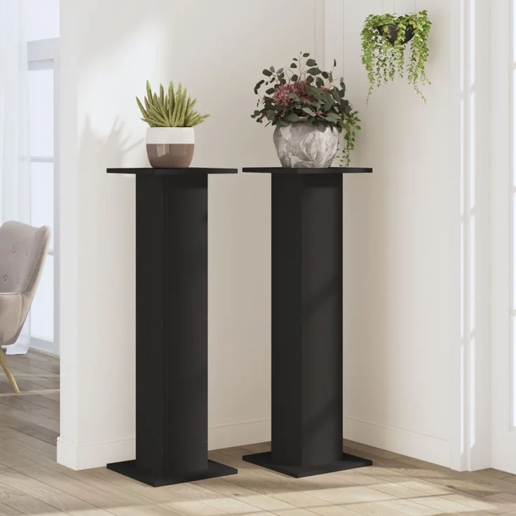 vidaXL Pflanzenständer 2 Stk. Schwarz 30x30x95 cm Holzwerkstoff 3307874 – Bild 3