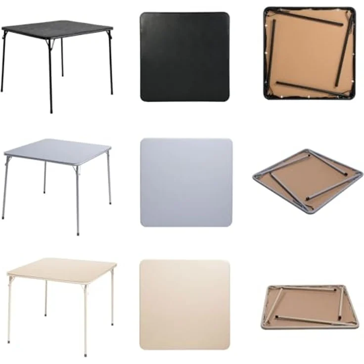 FurnitureR Gastronomie Klapptisch 86×86×71 cm, robuster PVC-Tisch mit stabilem Metallrahmen, faltbar für Café, Restaurant, Catering & Events, platzsparend und pflegeleicht, in Beige – Bild 7
