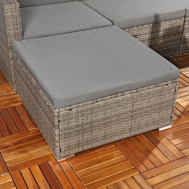 Gartengarnitur Sitzgruppe Lounge Garten Ecksofa Tisch Rattanmöbel grau 5tlg. – Bild 4