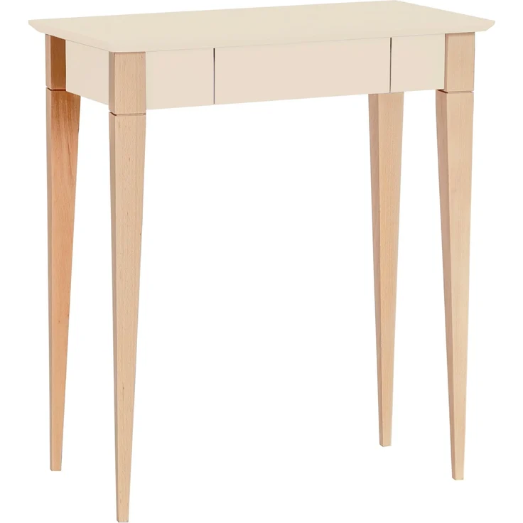 Ragaba Schreibtisch mit Schublade, MDF & dekorative Beine aus massivem Buchenholz, 65x40 cm, Perl Weiß