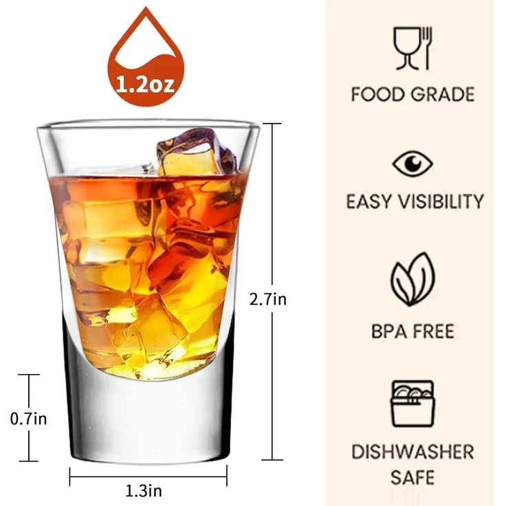 SuproBarware 6er Schnapsgläser 35ml/3.5cl, Shotgläser für Tequila, Wodka, Likör - Spülmaschinenfest, Transparent – Bild 2