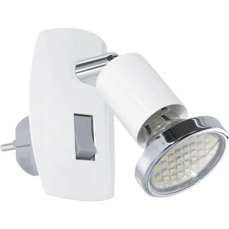 EGLO Steckdosenleuchte MINI 4 Steckerlampe - Stahl - GU10 - 1X2,8W - IP20, Ein-/Ausschalter, Leuchtmittel wechselbar, Steckdosenspot, Steckdosenstrahler, Schalfzimmerleuchte, L7 x H10 cm – Bild 1