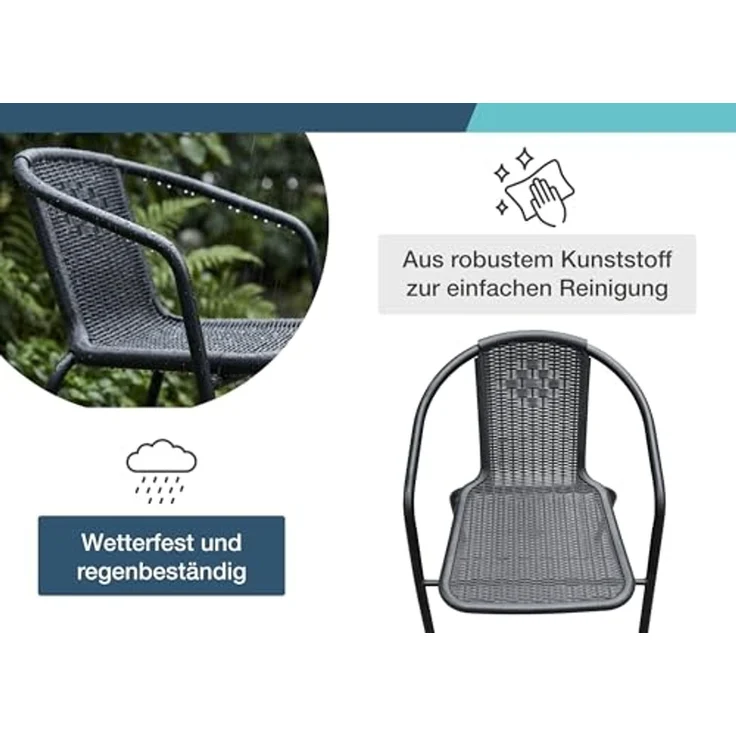 LC Garden Stapelstuhl Garvista Stapelstuhl 54x52x72cm schwarz Gartenstuhl Terassenstuhl, Pulverbeschichteter Stahl – Bild 5