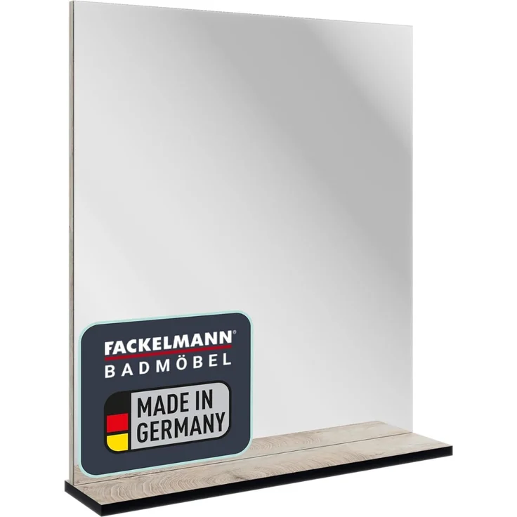 FACKELMANN TE-A Spiegel 60 cm breit, Braun hell, mit Ablage – Bild 1