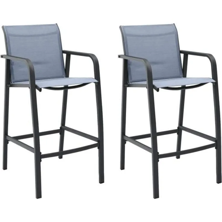 vidaXL Garten-Barstühle 2 Stk. Grau Textilene 48118