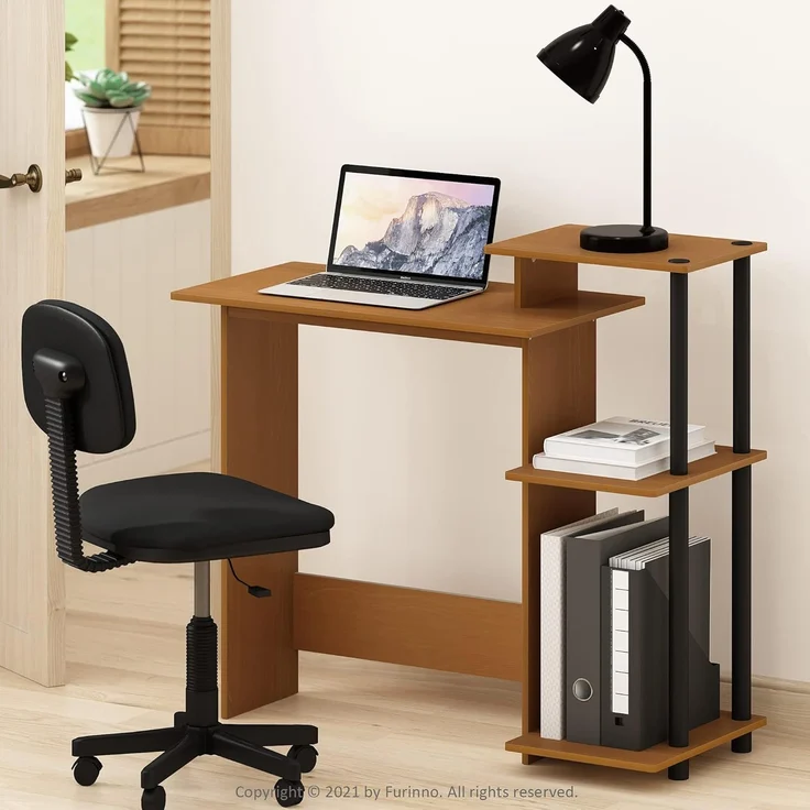 Furinno Computer/Schreibtisch, Verbundholz/ PVC-Rohre Helle Kirsche/Schwarz, 39,6 x 100,6 x 85,3 cm – Bild 2