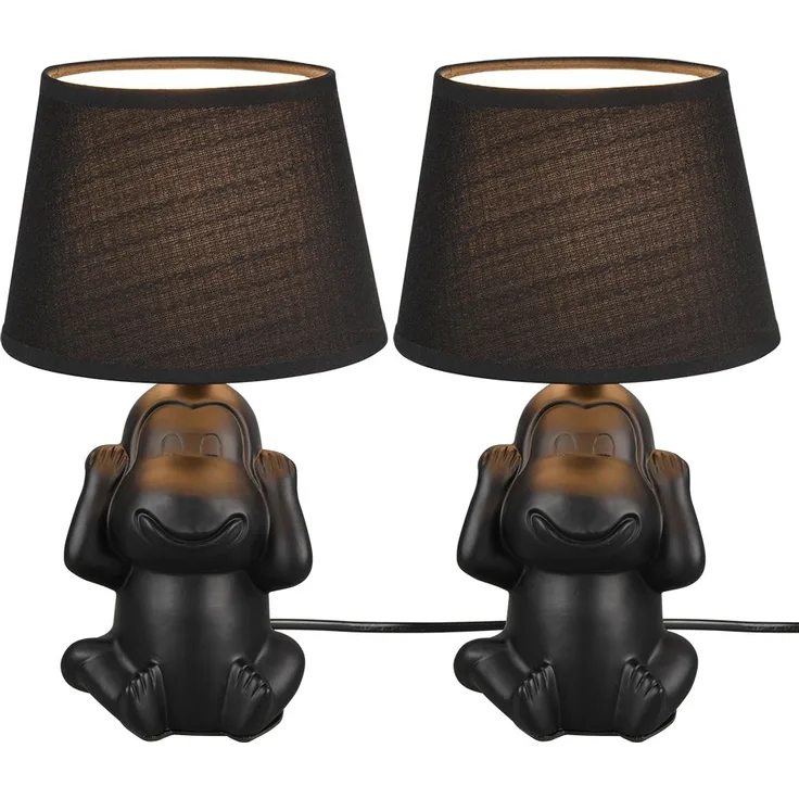 2x Tischleuchte, Keramik, Textil, schwarz, H 27 cm