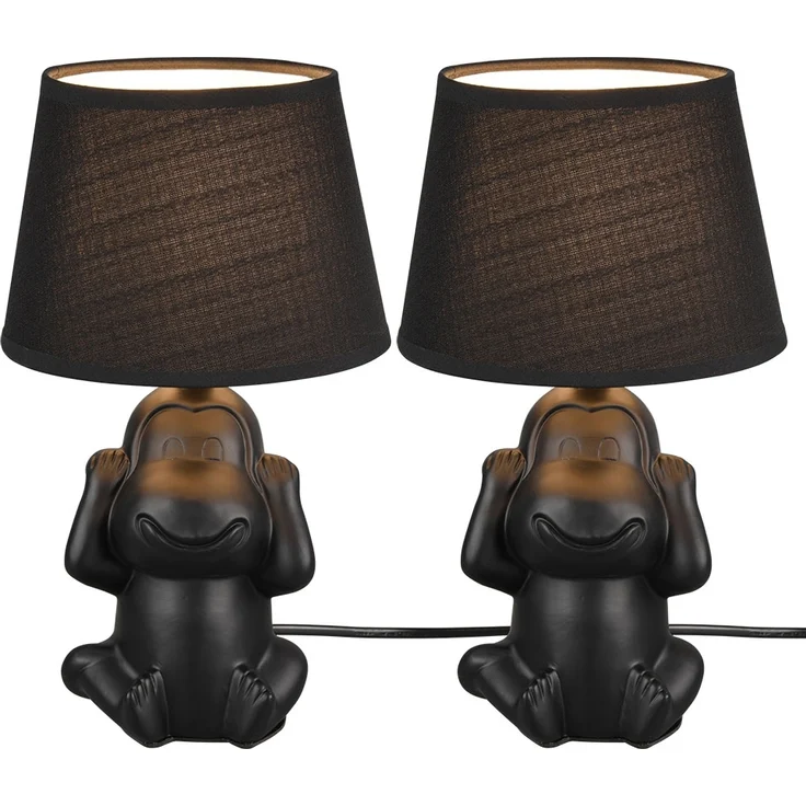 2x Tischleuchte, Keramik, Textil, schwarz, H 27 cm – Bild 1