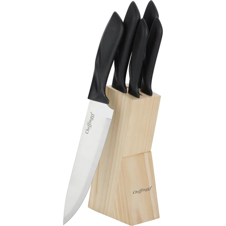6-teiliges Messerset mit Messerblock aus Holz, mit ergonomischen Griffen – Bild 1
