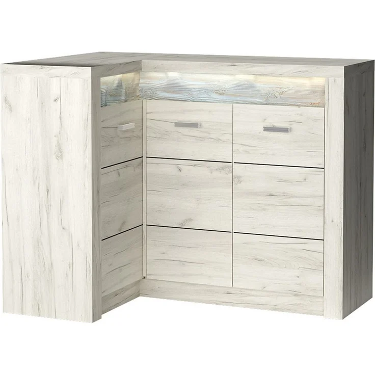 Lomadox Kommode INGENIO-161, Eckschrank Sideboard mit LED Beleuchtung modern in Esche weiß – Bild 5